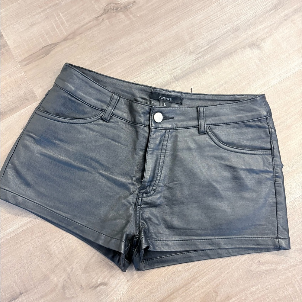 Black Faux Leather Micro Shorts
